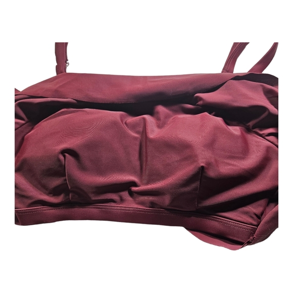 SHOPERMINT Ruffled Bikini Top - Swim Top Swimwear Burgandy Small - Picture 6 of 9